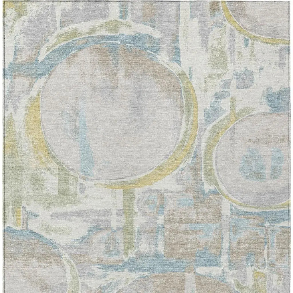 8' X 10' Ivory And Pearl Abstract Washable Indoor Outdoor Area Rug Homeroots Outdoor