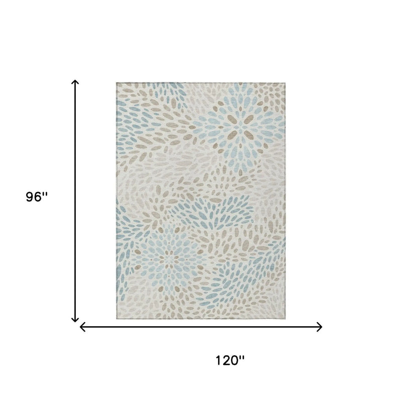 8' X 10' Ivory And Pearl Abstract Washable Indoor Outdoor Area Rug Homeroots Outdoor