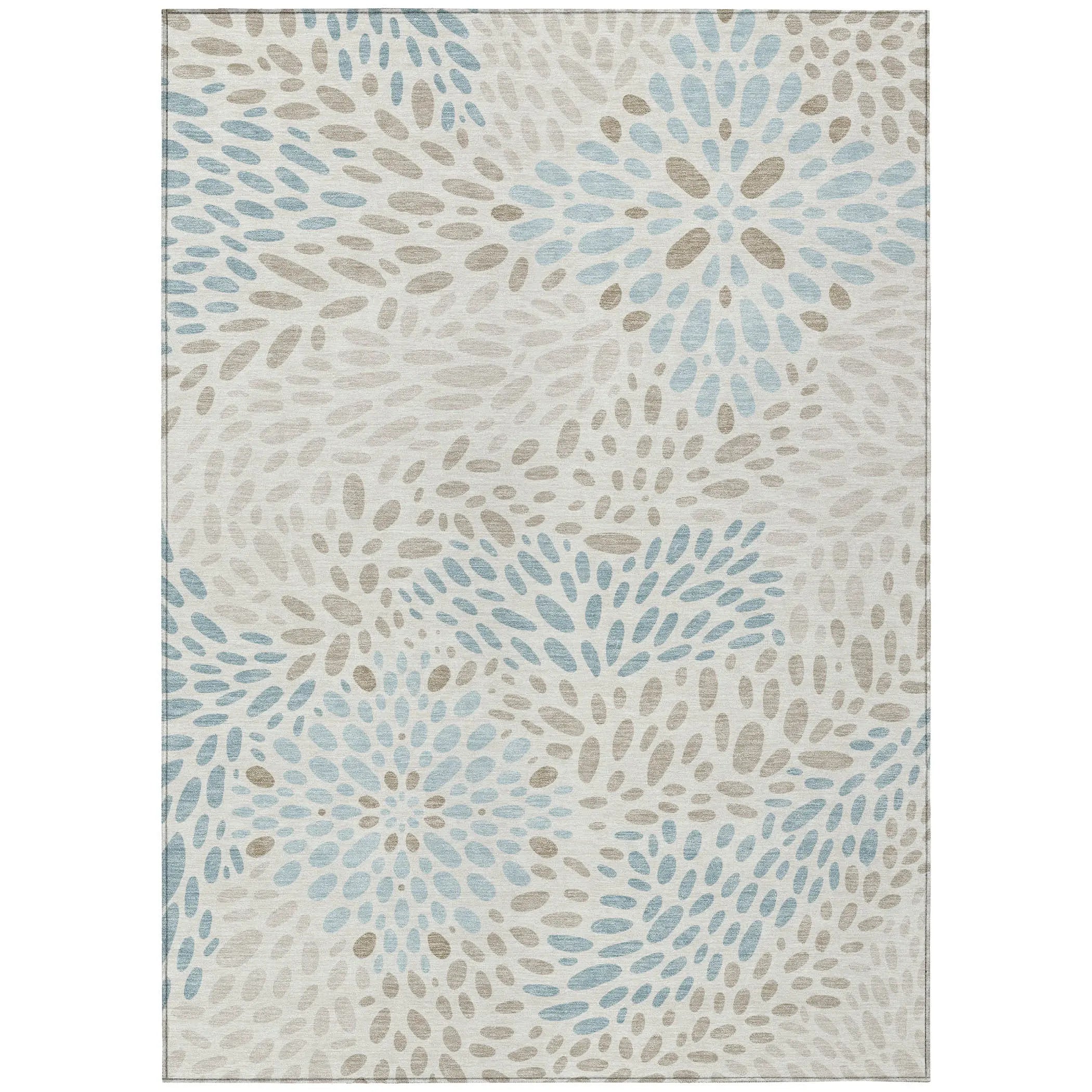 8' X 10' Ivory And Pearl Abstract Washable Indoor Outdoor Area Rug Homeroots Outdoor