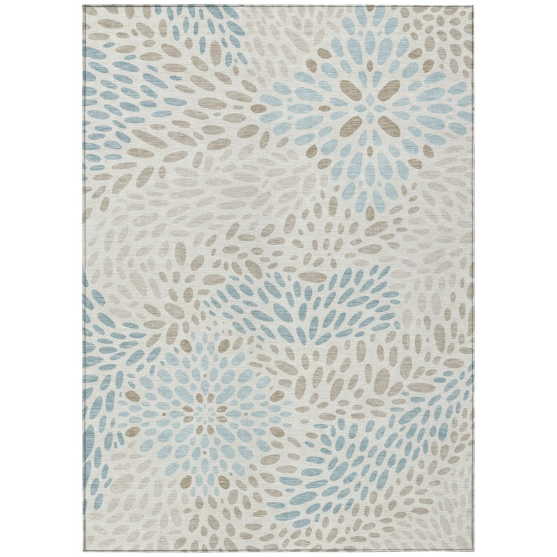 8' X 10' Ivory And Pearl Abstract Washable Indoor Outdoor Area Rug Homeroots Outdoor