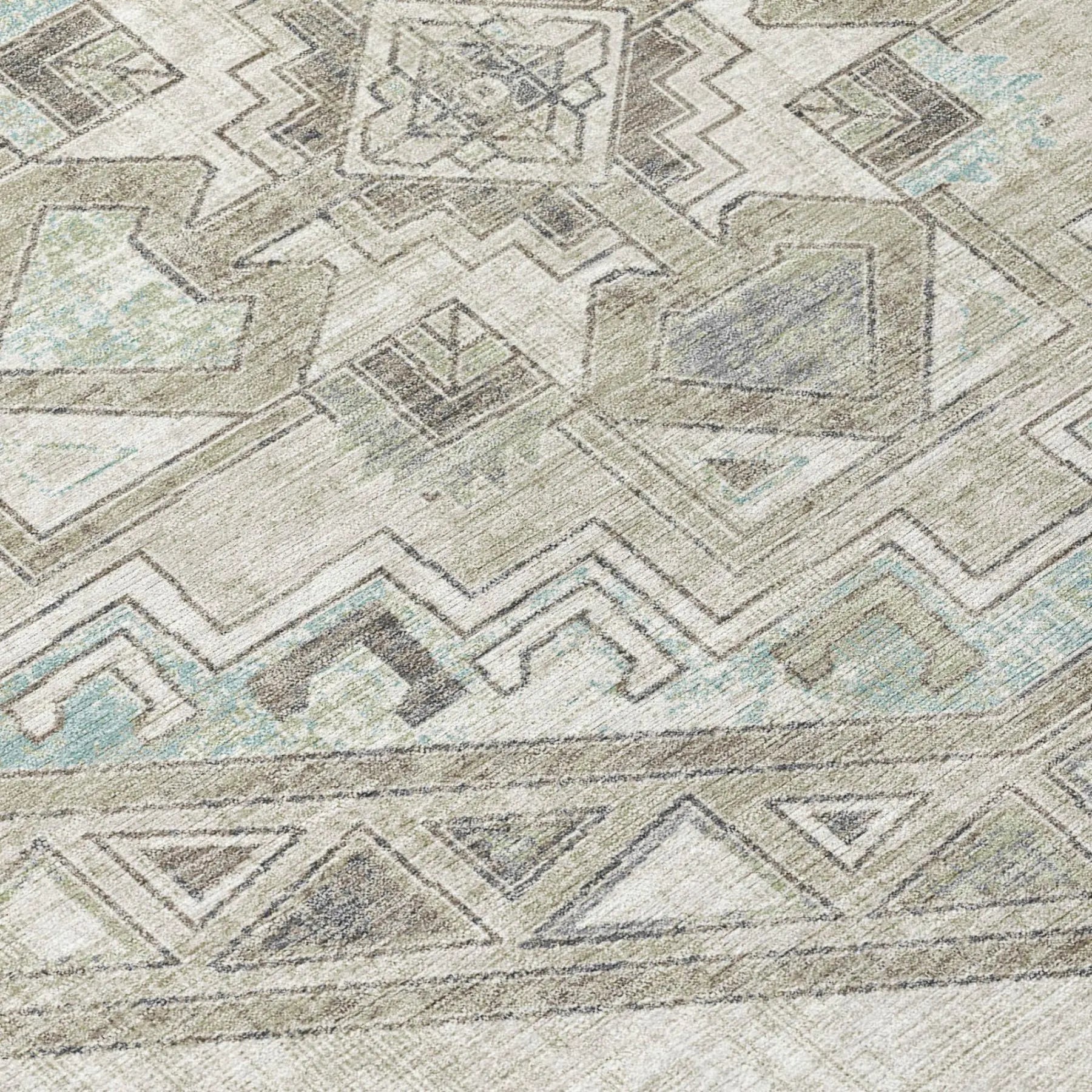 8' X 10' Ivory And Pewter Southwestern Washable Indoor Outdoor Area Rug Homeroots Outdoor
