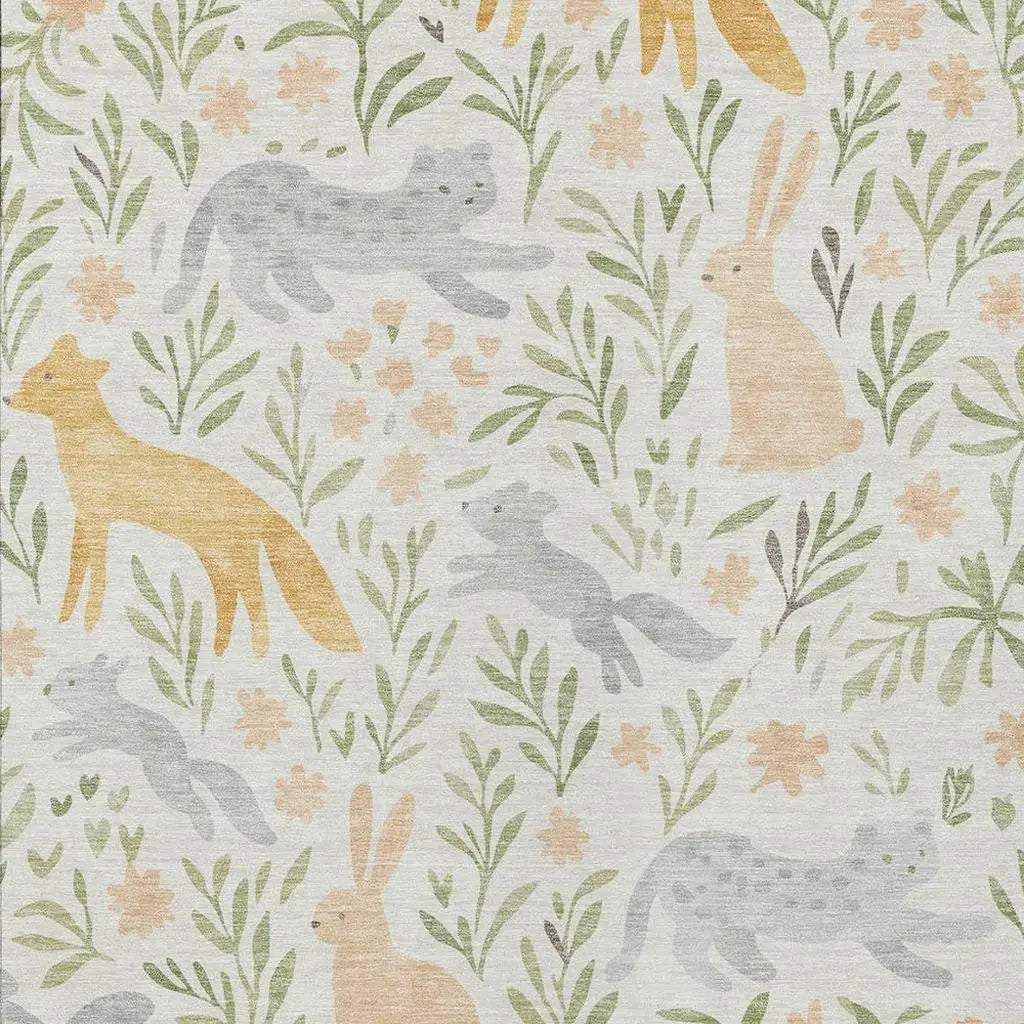 8' X 10' Ivory And Pink Botanical Leaves Washable Indoor Outdoor Area Rug Homeroots Outdoor