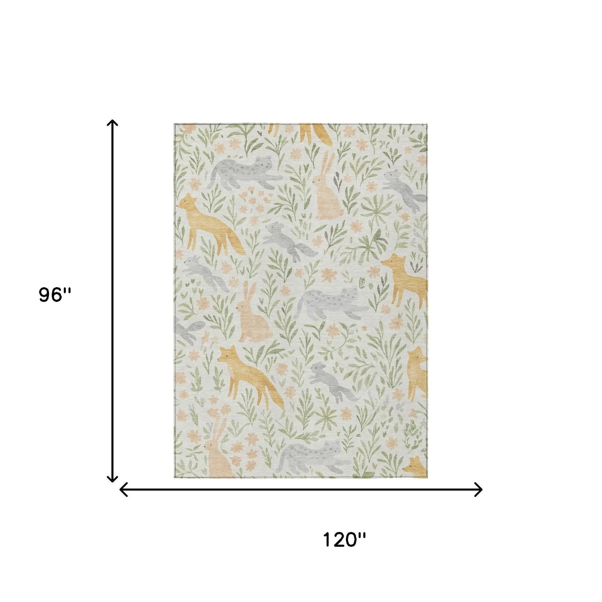 8' X 10' Ivory And Pink Botanical Leaves Washable Indoor Outdoor Area Rug Homeroots Outdoor