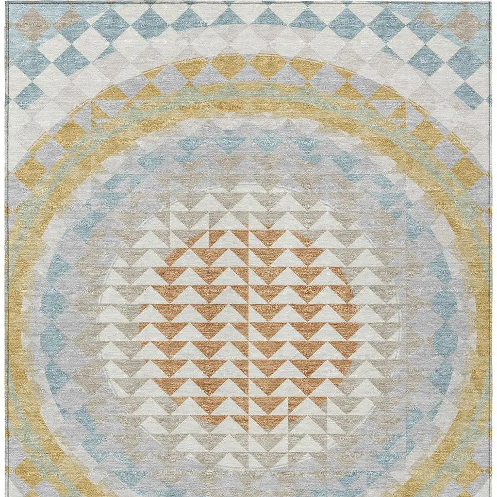 8' X 10' Ivory And Plum Geometric Washable Indoor Outdoor Area Rug Homeroots Outdoor