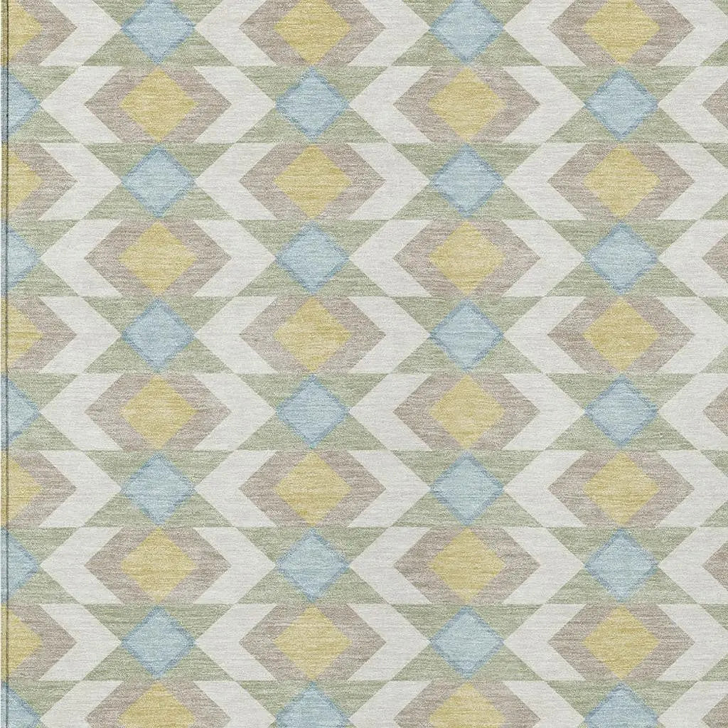 8' X 10' Ivory And Saffron Geometric Washable Indoor Outdoor Area Rug Homeroots Outdoor