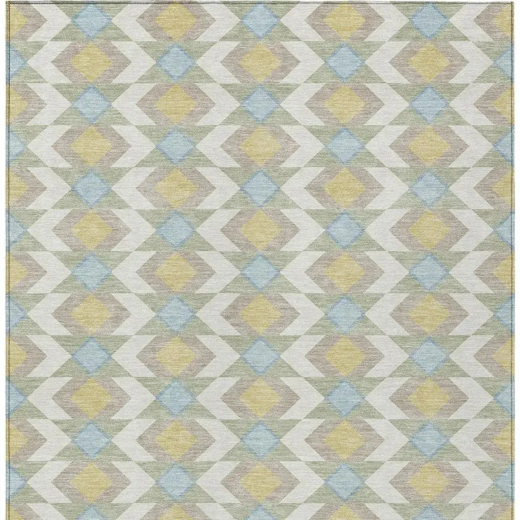 8' X 10' Ivory And Saffron Geometric Washable Indoor Outdoor Area Rug Homeroots Outdoor