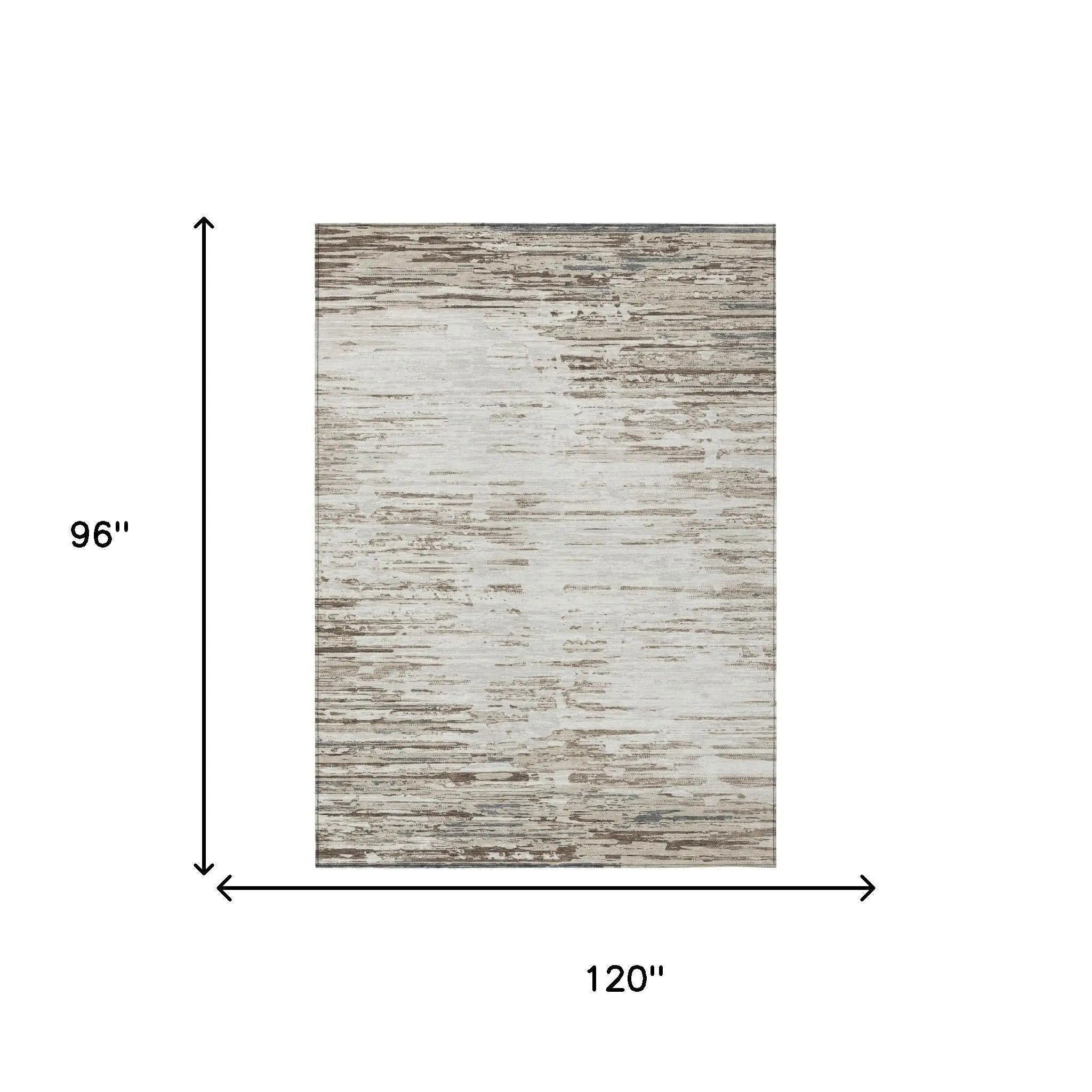 8' X 10' Ivory And Silver Abstract Washable Indoor Outdoor Area Rug Homeroots Outdoor