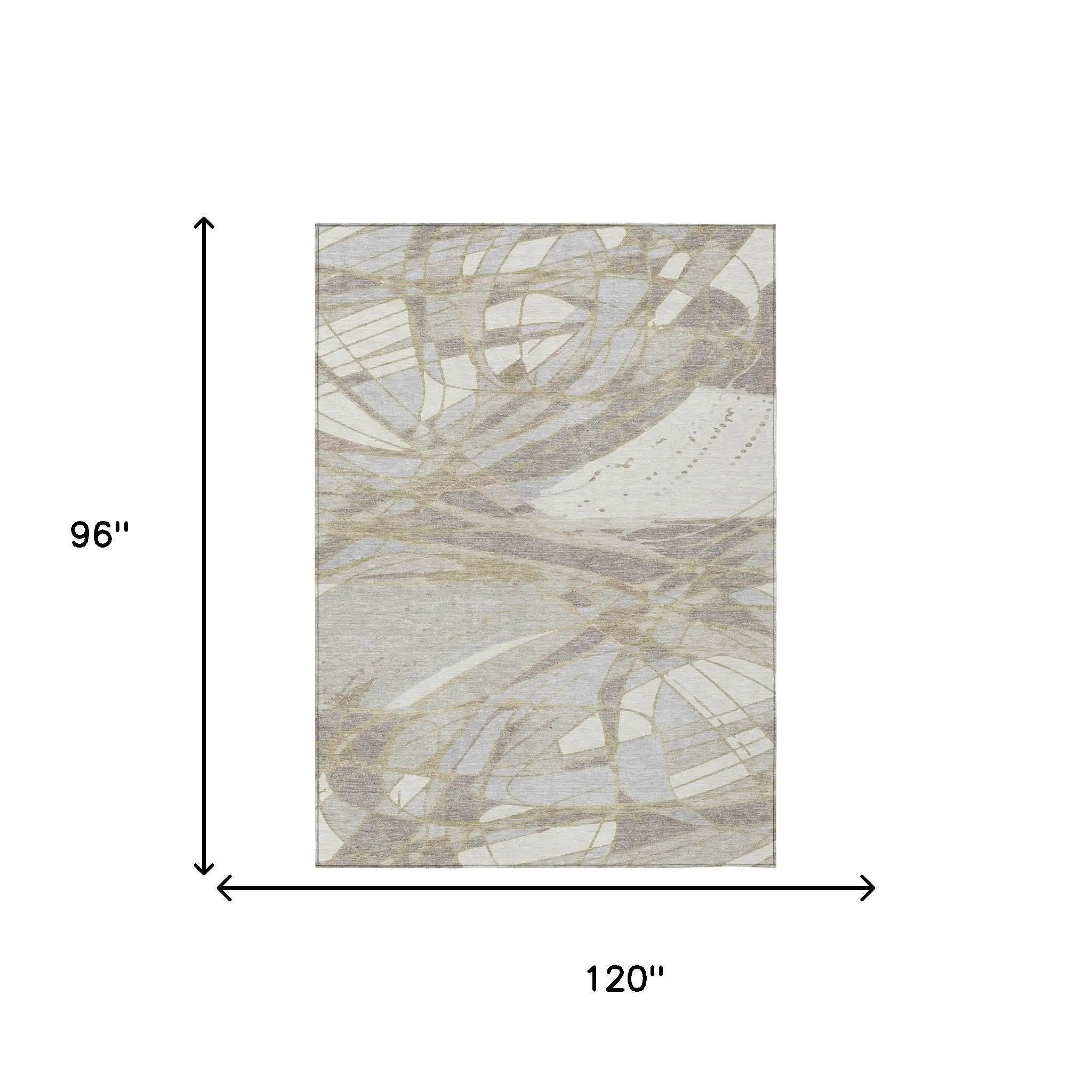 8' X 10' Ivory And Silver Abstract Washable Indoor Outdoor Area Rug Homeroots Outdoor