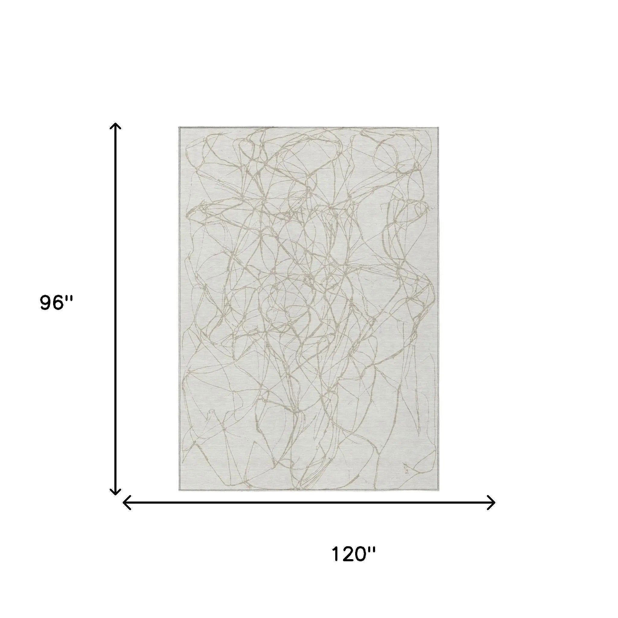 8' X 10' Ivory And Silver Abstract Washable Indoor Outdoor Area Rug Homeroots Outdoor