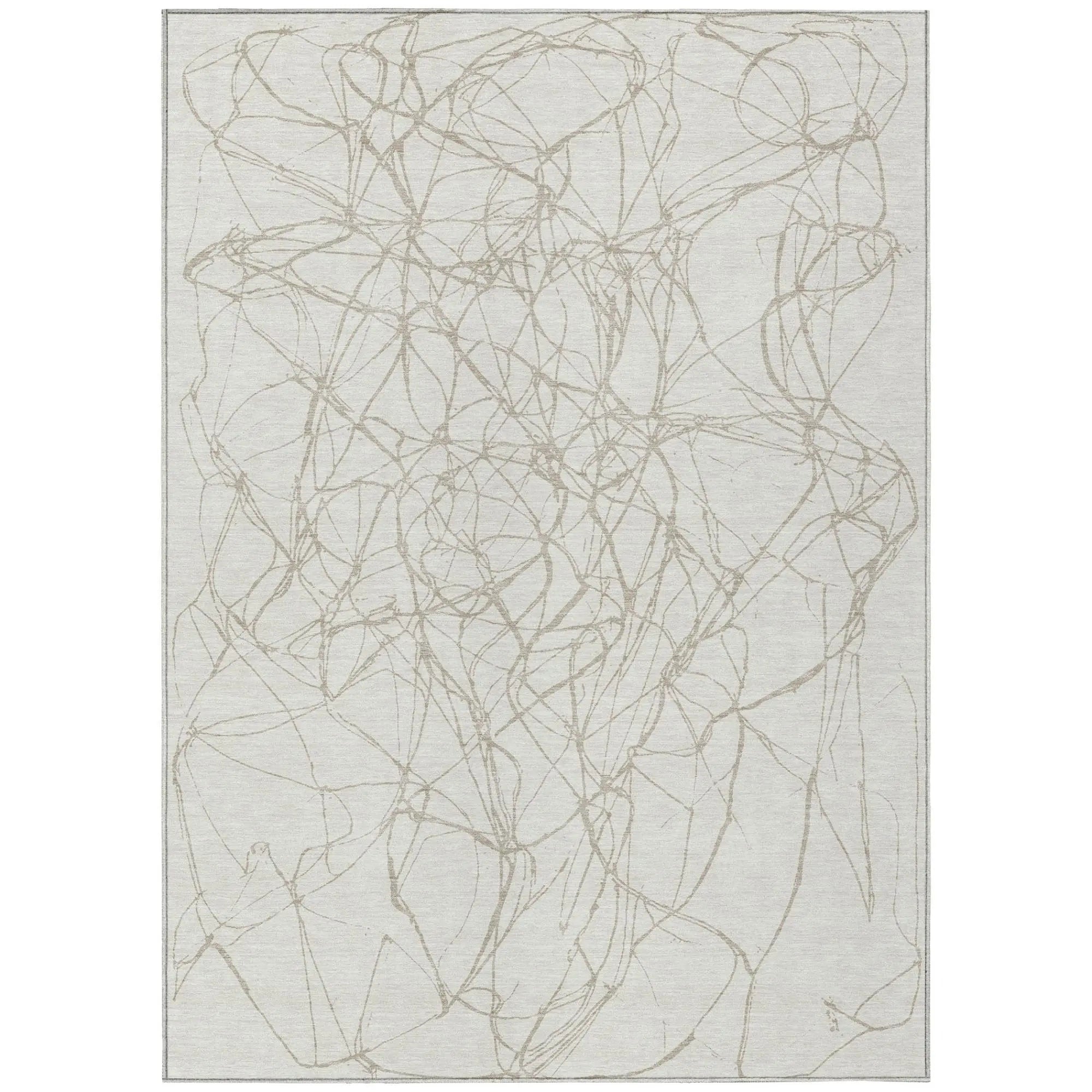 8' X 10' Ivory And Silver Abstract Washable Indoor Outdoor Area Rug Homeroots Outdoor