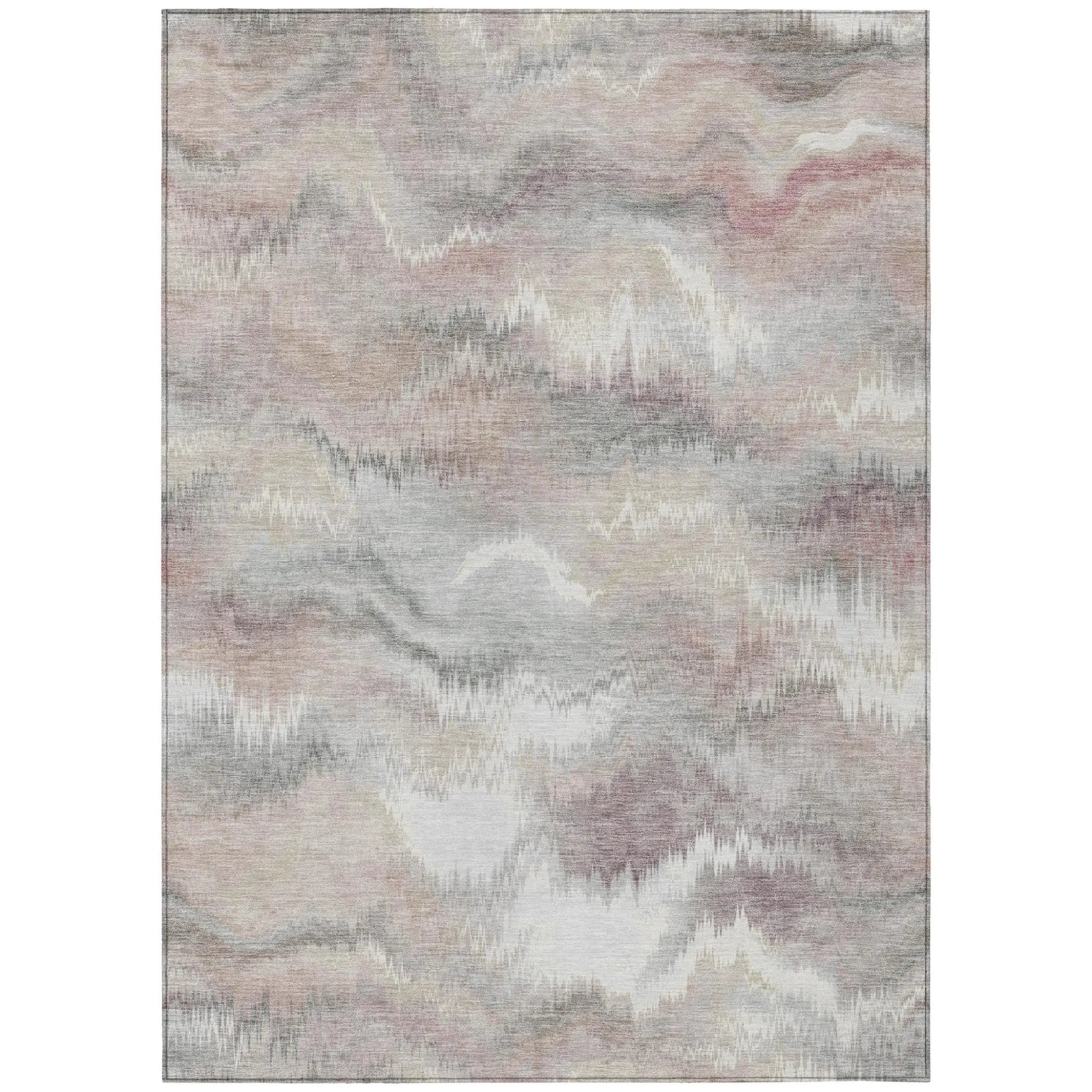 8' X 10' Ivory And Silver Abstract Washable Indoor Outdoor Area Rug Homeroots Outdoor