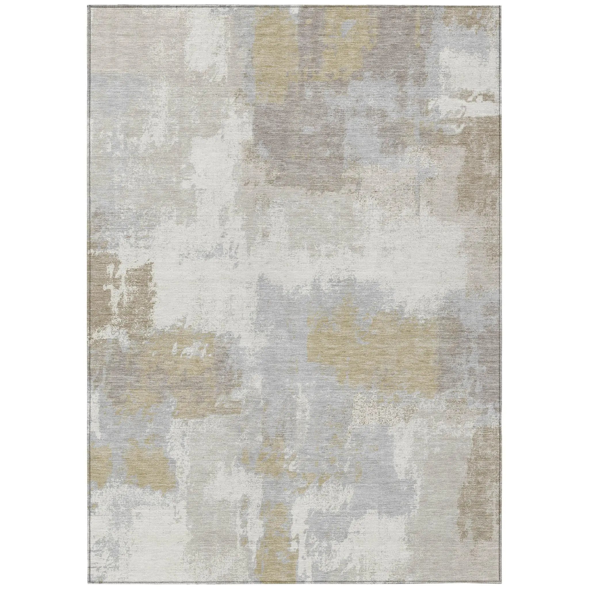 8' X 10' Ivory And Silver Abstract Washable Indoor Outdoor Area Rug Homeroots Outdoor