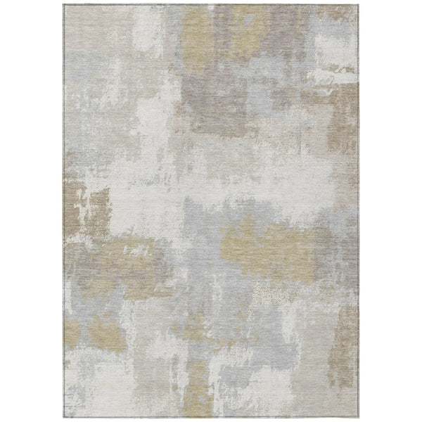8' X 10' Ivory And Silver Abstract Washable Indoor Outdoor Area Rug Homeroots Outdoor