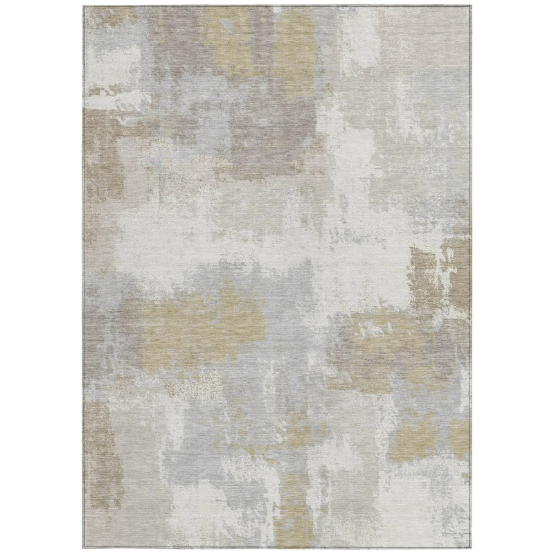 8' X 10' Ivory And Silver Abstract Washable Indoor Outdoor Area Rug Homeroots Outdoor