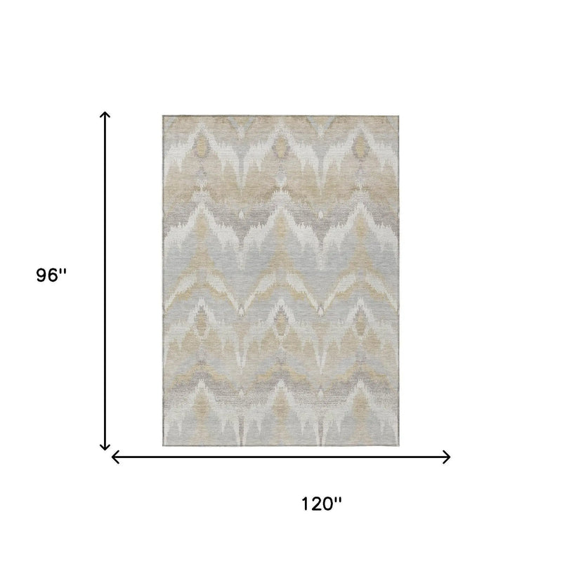 8' X 10' Ivory And Silver Abstract Washable Indoor Outdoor Area Rug Homeroots Outdoor