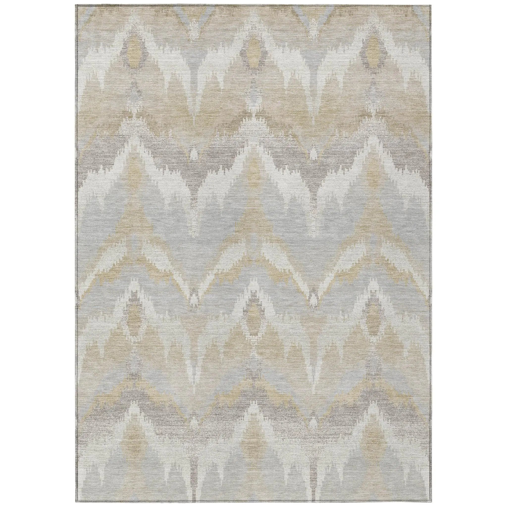 8' X 10' Ivory And Silver Abstract Washable Indoor Outdoor Area Rug Homeroots Outdoor