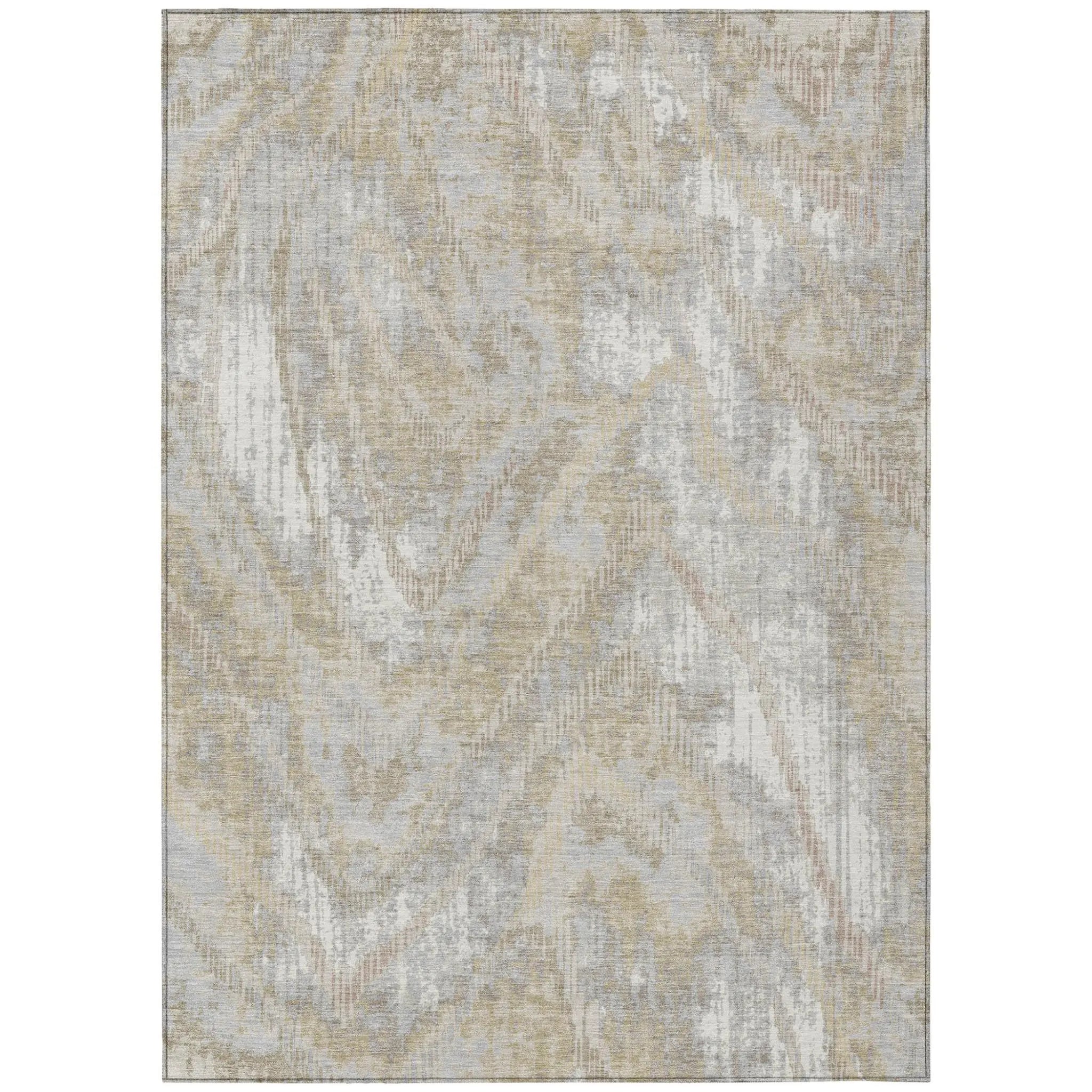 8' X 10' Ivory And Silver Abstract Washable Indoor Outdoor Area Rug Homeroots Outdoor