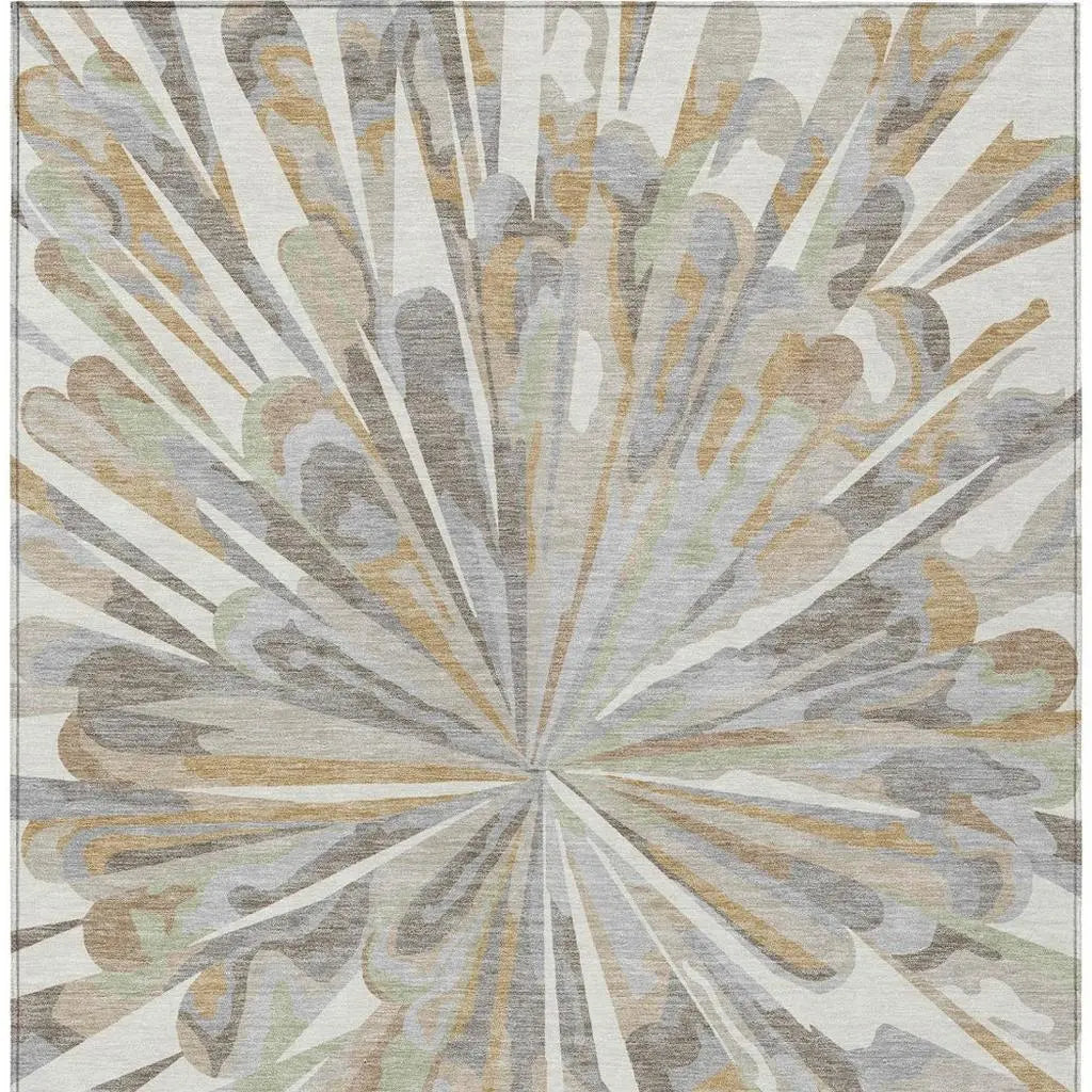 8' X 10' Ivory And Silver Abstract Washable Indoor Outdoor Area Rug Homeroots Outdoor