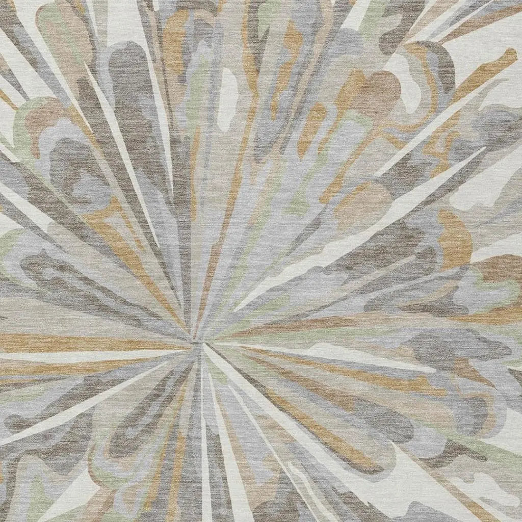 8' X 10' Ivory And Silver Abstract Washable Indoor Outdoor Area Rug Homeroots Outdoor