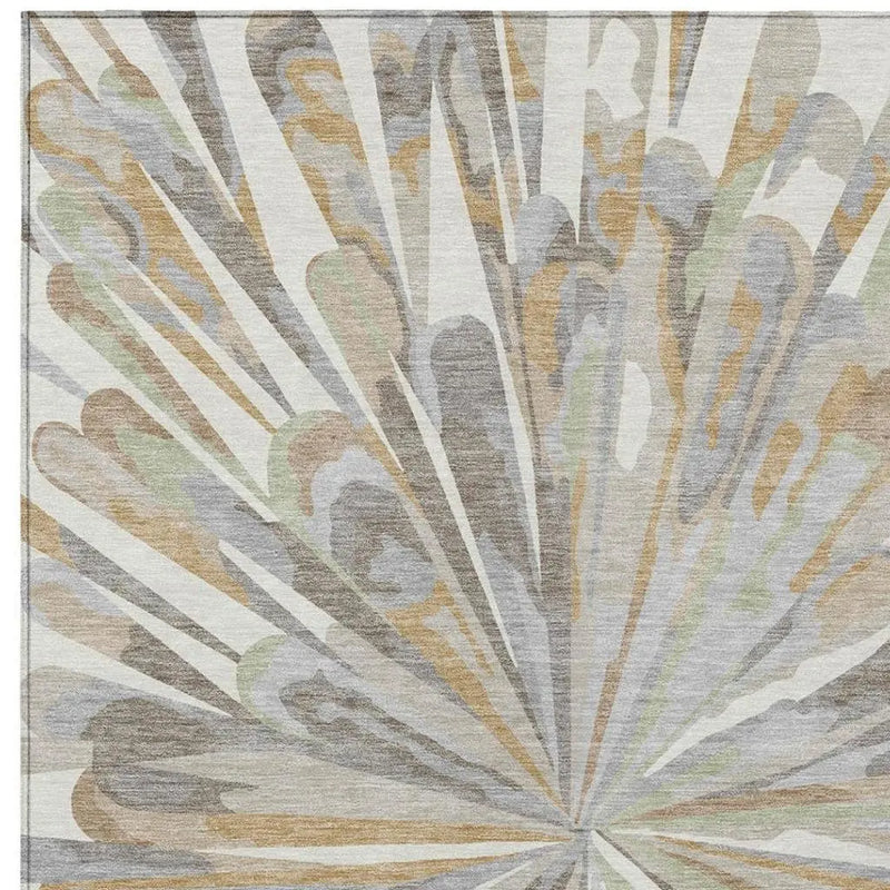 8' X 10' Ivory And Silver Abstract Washable Indoor Outdoor Area Rug Homeroots Outdoor