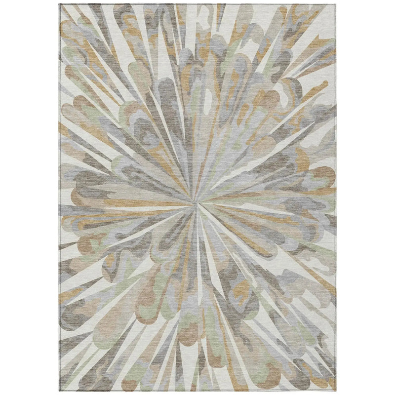8' X 10' Ivory And Silver Abstract Washable Indoor Outdoor Area Rug Homeroots Outdoor