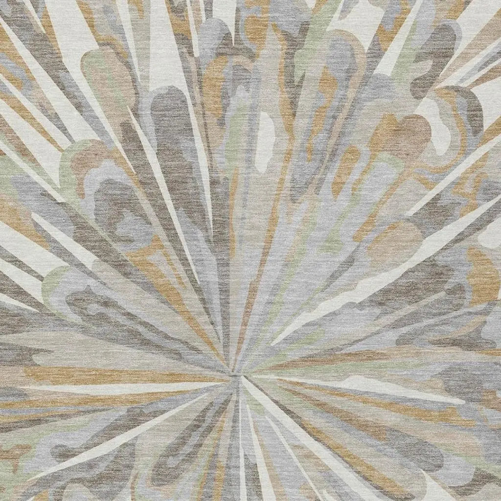 8' X 10' Ivory And Silver Abstract Washable Indoor Outdoor Area Rug Homeroots Outdoor