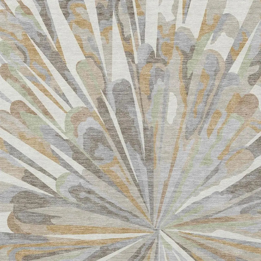 8' X 10' Ivory And Silver Abstract Washable Indoor Outdoor Area Rug Homeroots Outdoor