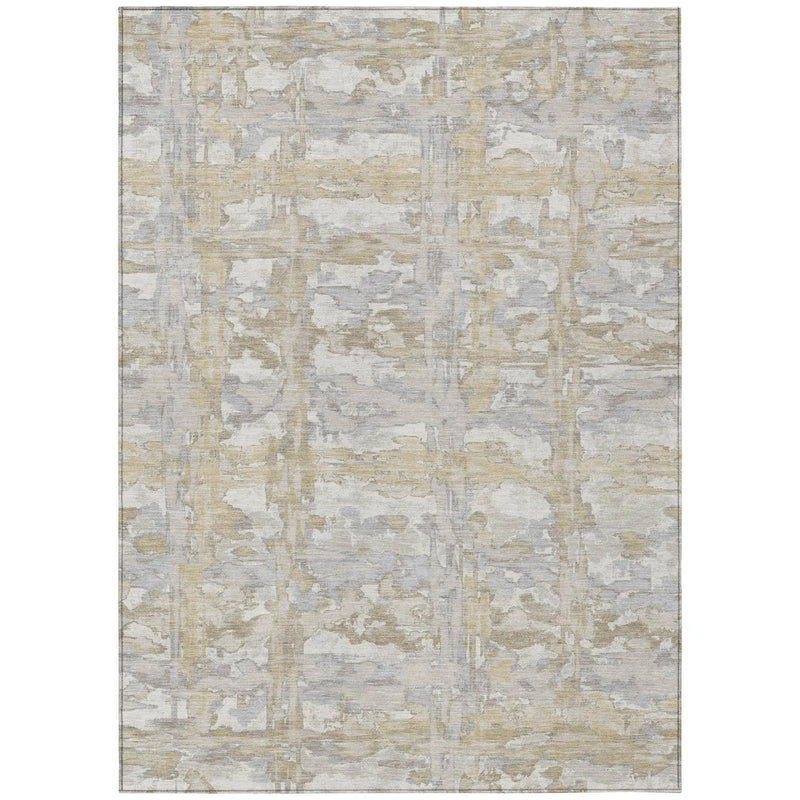 8' X 10' Ivory And Silver Abstract Washable Indoor Outdoor Area Rug Homeroots Outdoor