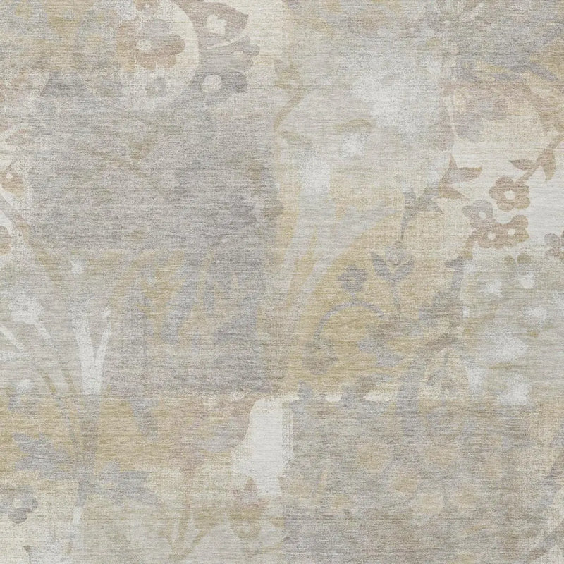 8' X 10' Ivory And Silver Botanical Leaves Washable Indoor Outdoor Area Rug Homeroots Outdoor