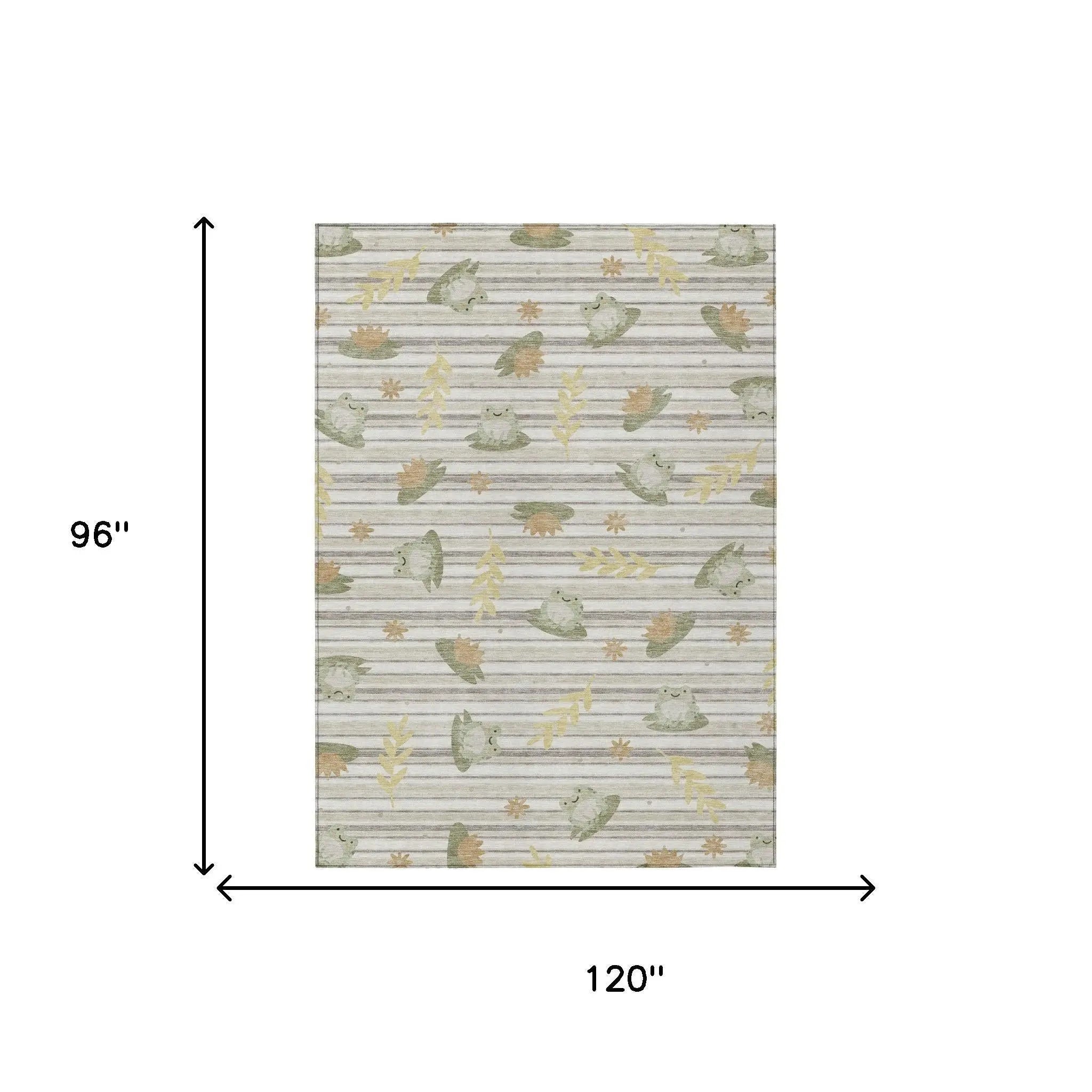 8' X 10' Ivory And Silver Botanical Leaves Washable Indoor Outdoor Area Rug Homeroots Outdoor