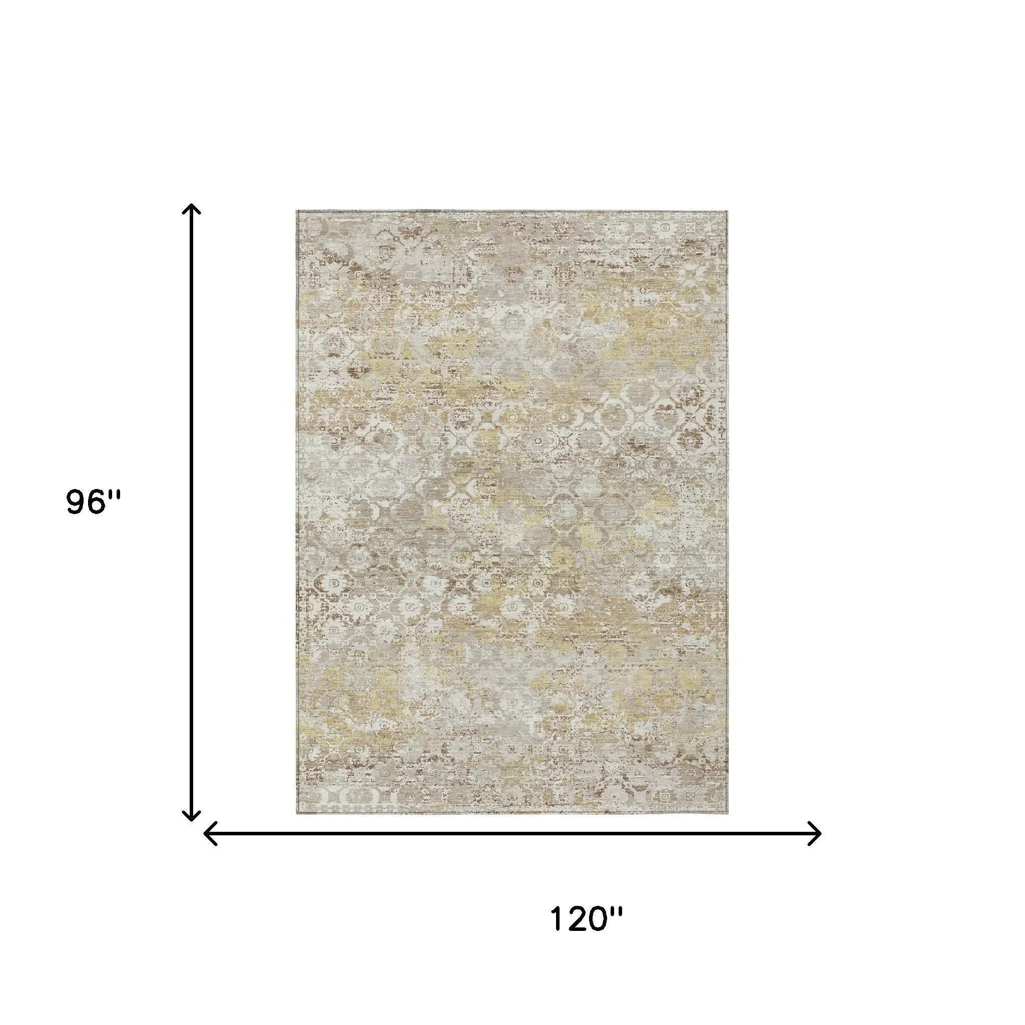 8' X 10' Ivory And Silver Floral Medallion Washable Indoor Outdoor Area Rug Homeroots Outdoor