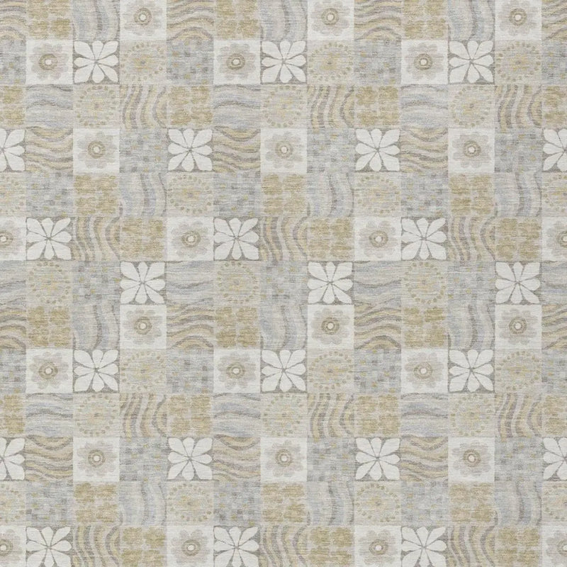 8' X 10' Ivory And Silver Floral Washable Indoor Outdoor Area Rug Homeroots Outdoor