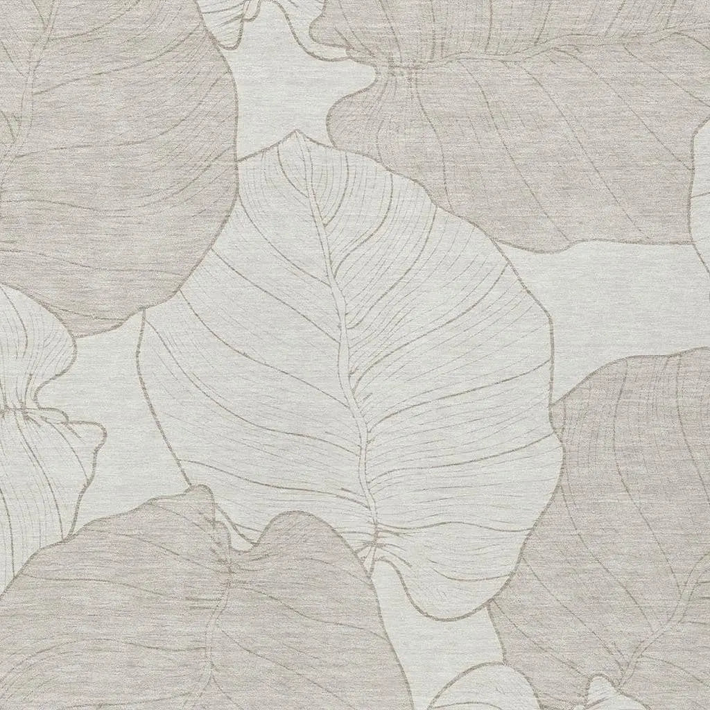 8' X 10' Ivory And Silver Floral Washable Indoor Outdoor Area Rug Homeroots Outdoor