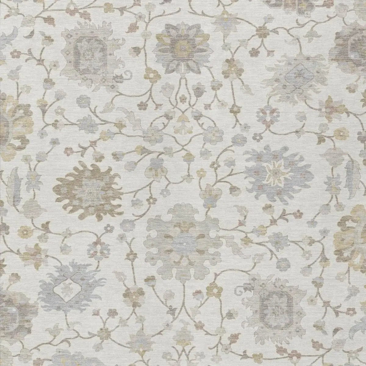 8' X 10' Ivory And Silver Floral Washable Indoor Outdoor Area Rug Homeroots Outdoor
