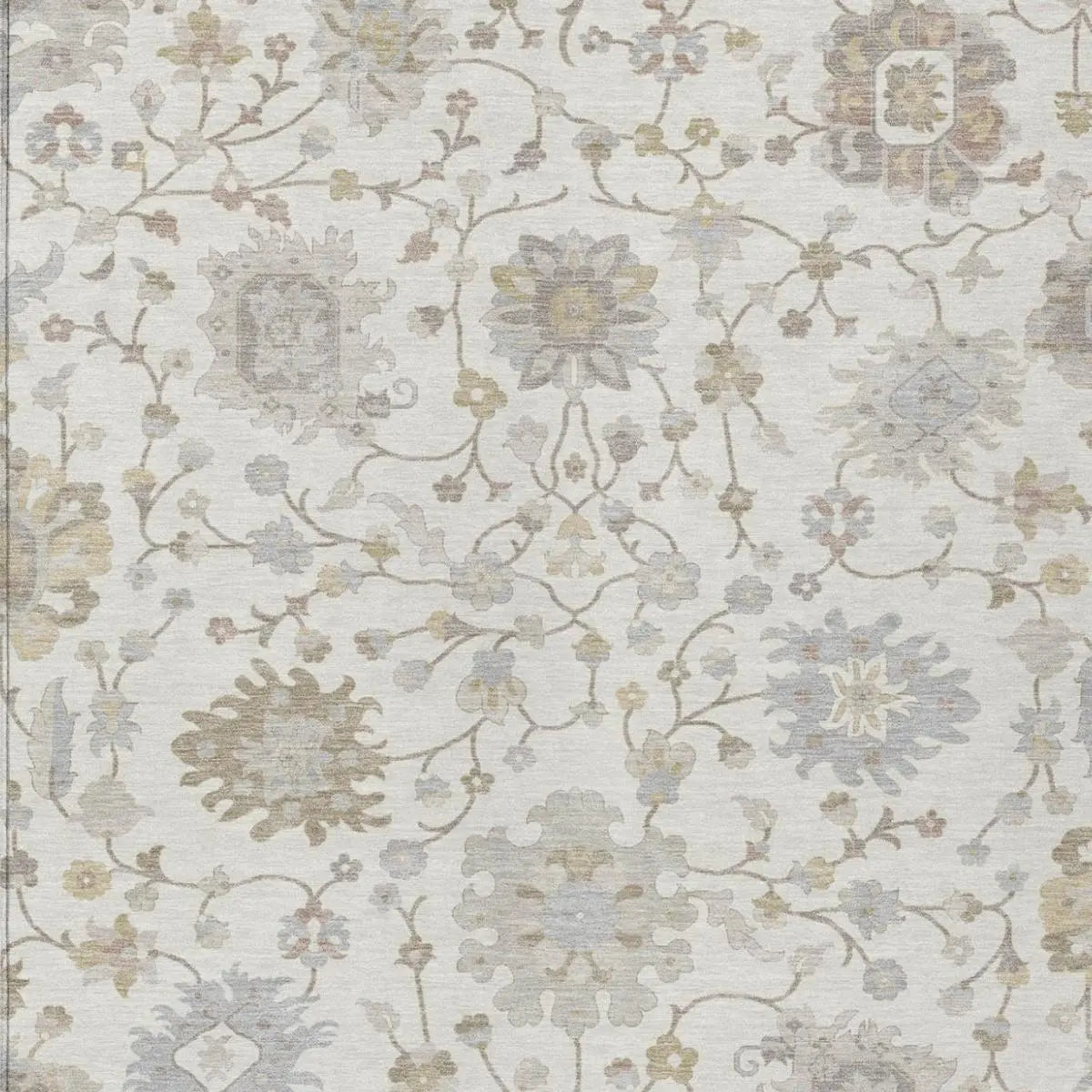 8' X 10' Ivory And Silver Floral Washable Indoor Outdoor Area Rug Homeroots Outdoor