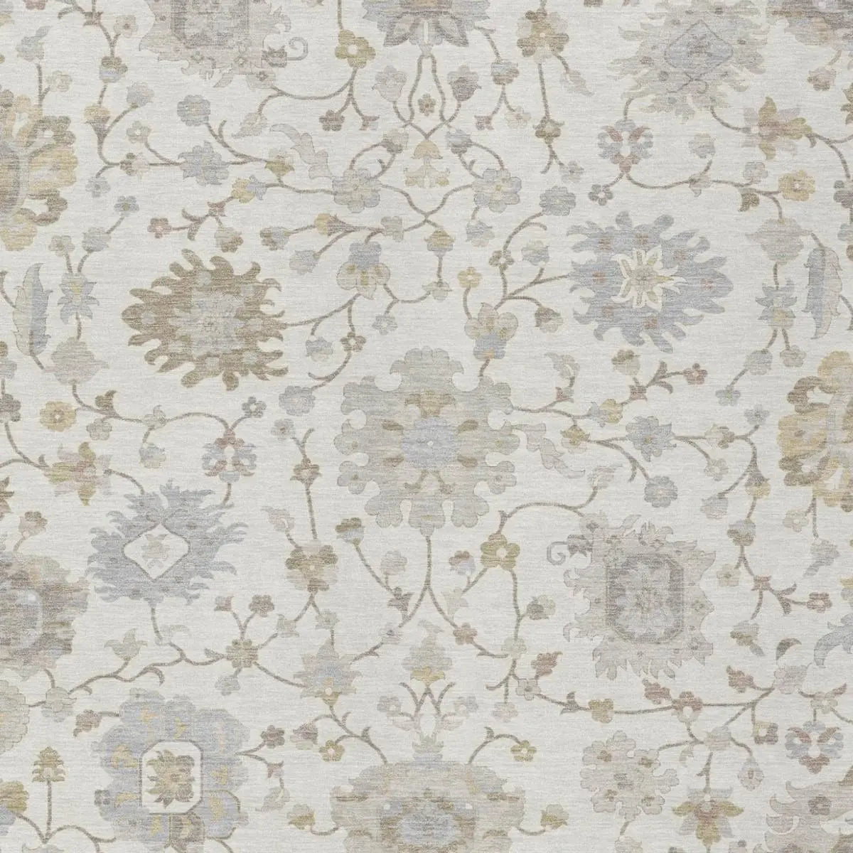 8' X 10' Ivory And Silver Floral Washable Indoor Outdoor Area Rug Homeroots Outdoor
