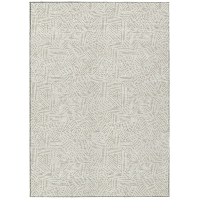 8' X 10' Ivory And Silver Geometric Washable Indoor Outdoor Area Rug Homeroots Outdoor