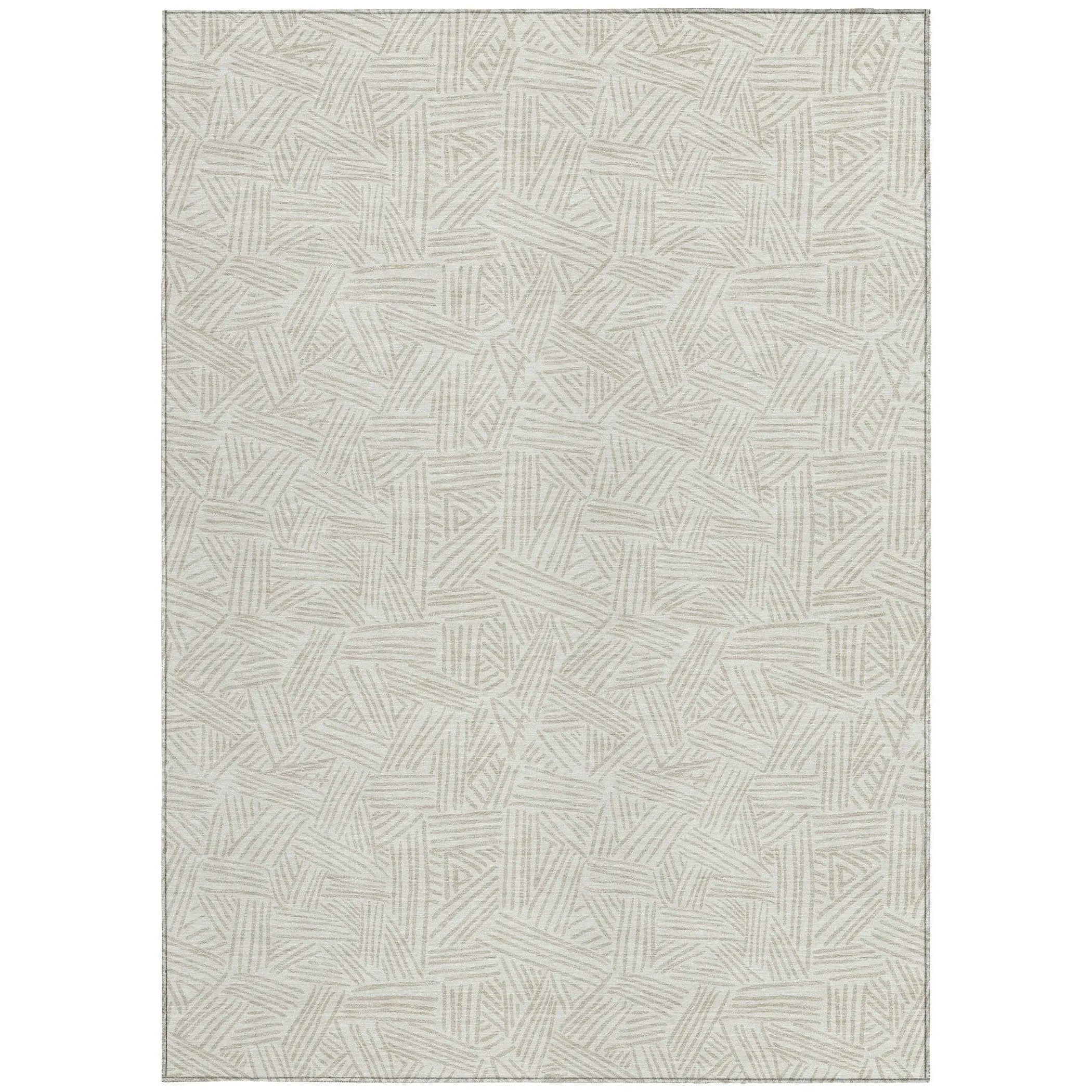 8' X 10' Ivory And Silver Geometric Washable Indoor Outdoor Area Rug Homeroots Outdoor