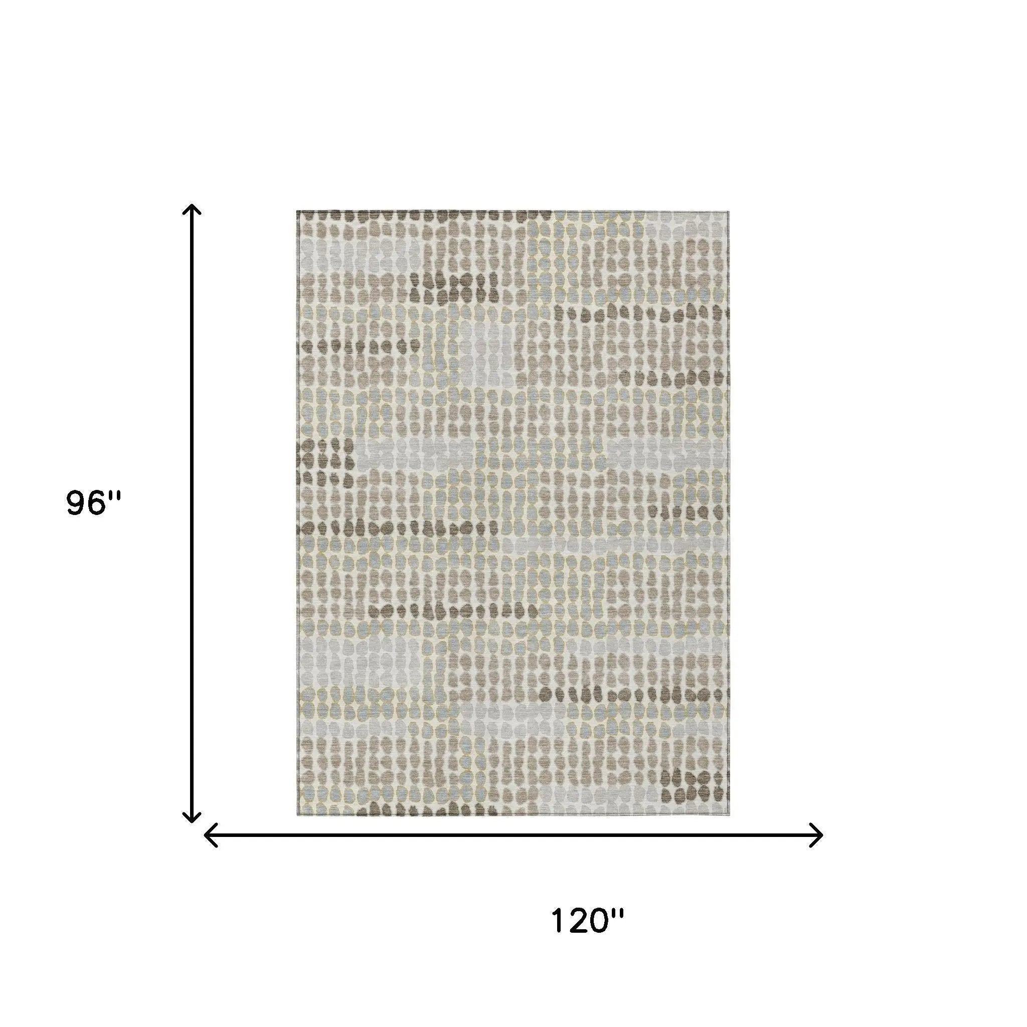 8' X 10' Ivory And Silver Geometric Washable Indoor Outdoor Area Rug Homeroots Outdoor