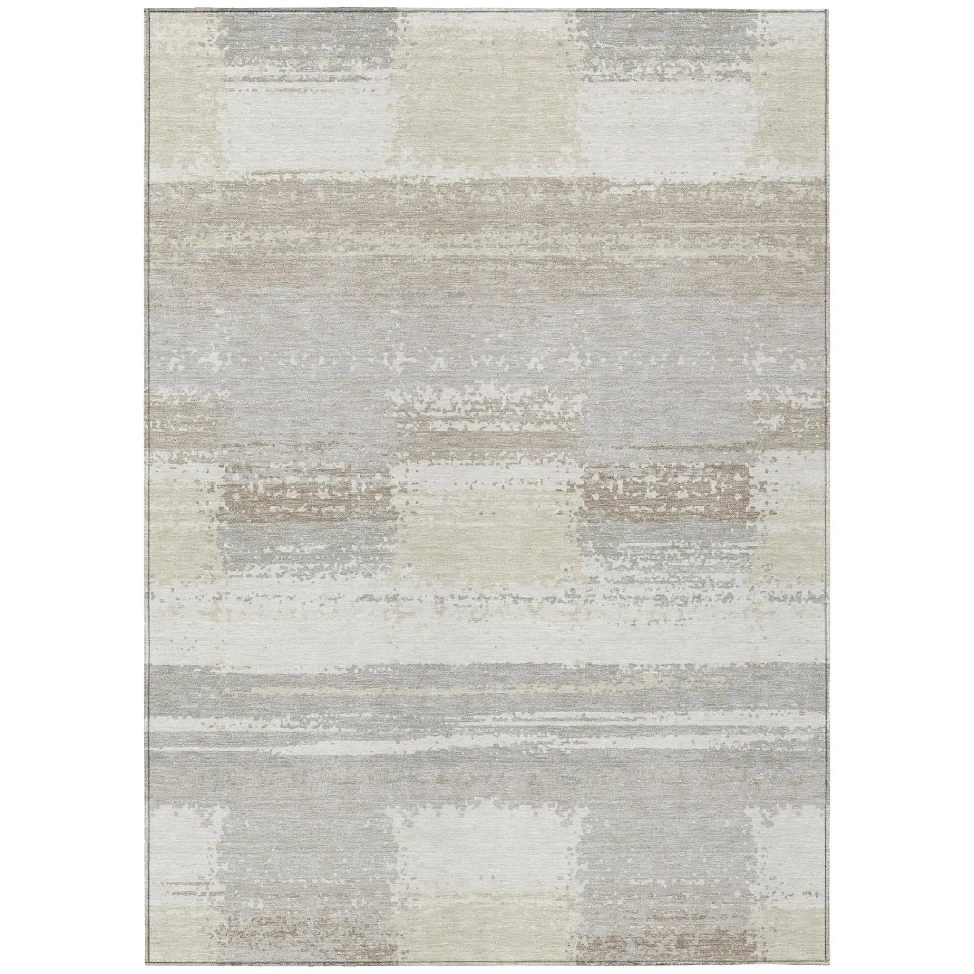 8' X 10' Ivory And Silver Geometric Washable Indoor Outdoor Area Rug Homeroots Outdoor