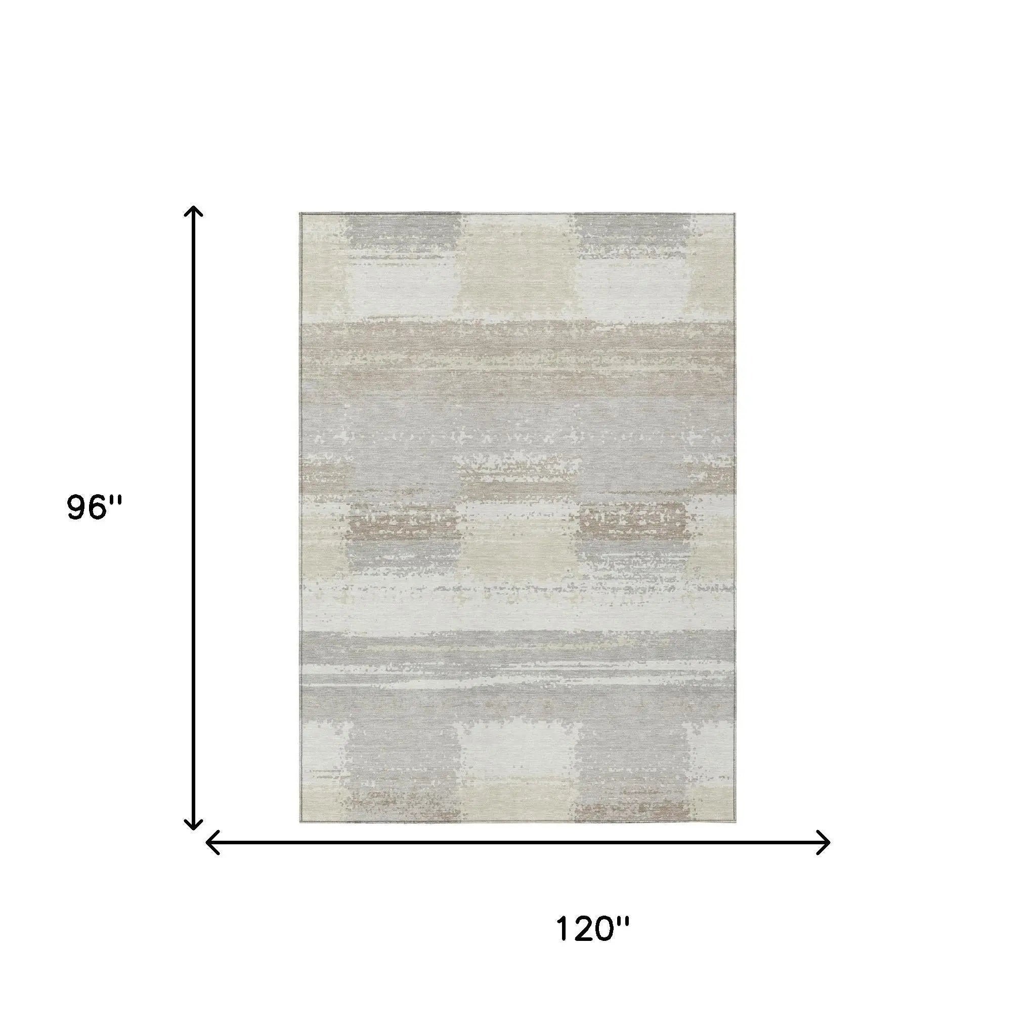 8' X 10' Ivory And Silver Geometric Washable Indoor Outdoor Area Rug Homeroots Outdoor