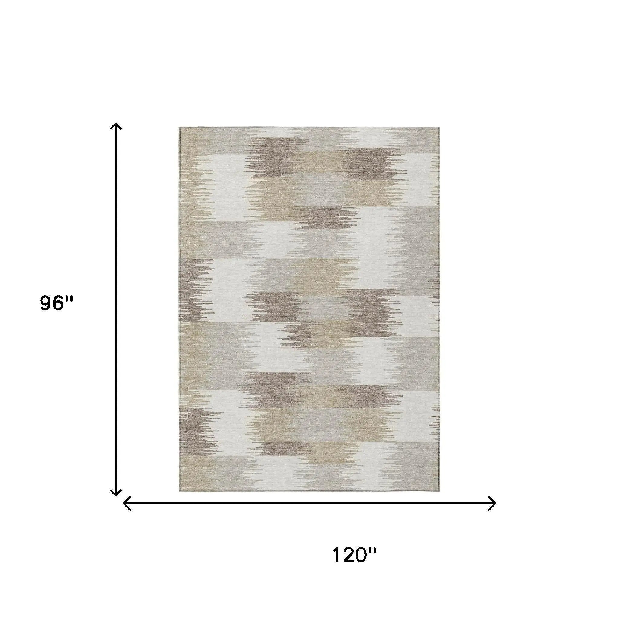 8' X 10' Ivory And Silver Geometric Washable Indoor Outdoor Area Rug Homeroots Outdoor