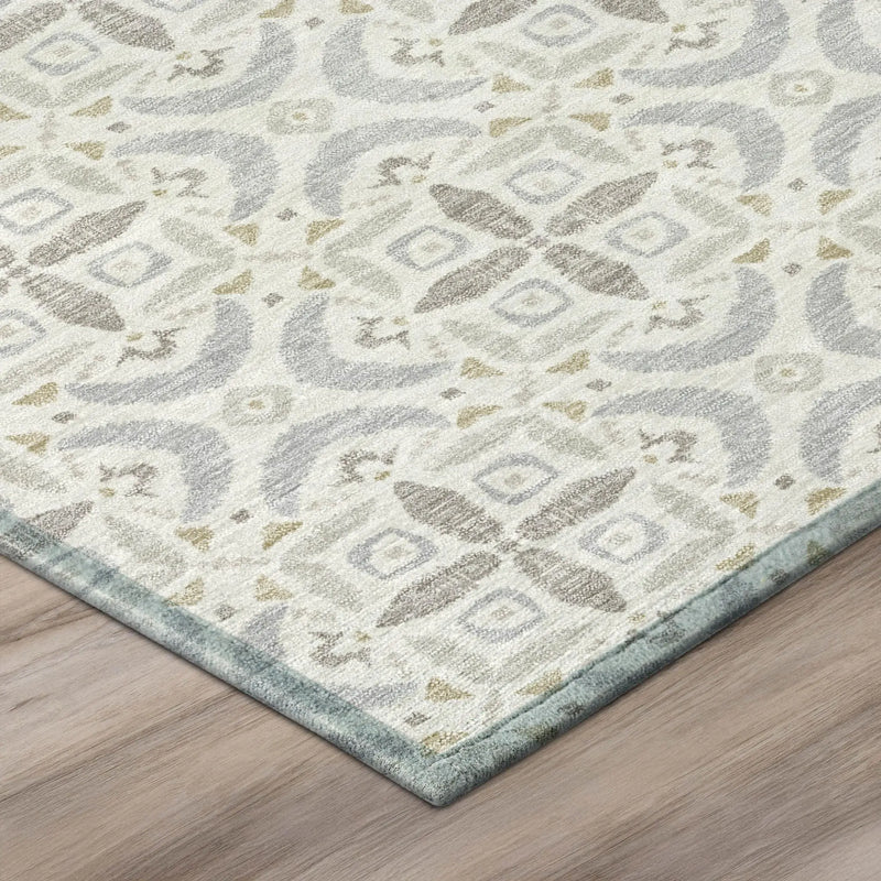 8' X 10' Ivory And Silver Geometric Washable Indoor Outdoor Area Rug Homeroots Outdoor