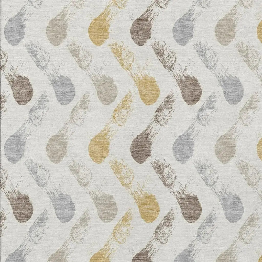8' X 10' Ivory And Silver Geometric Washable Indoor Outdoor Area Rug Homeroots Outdoor
