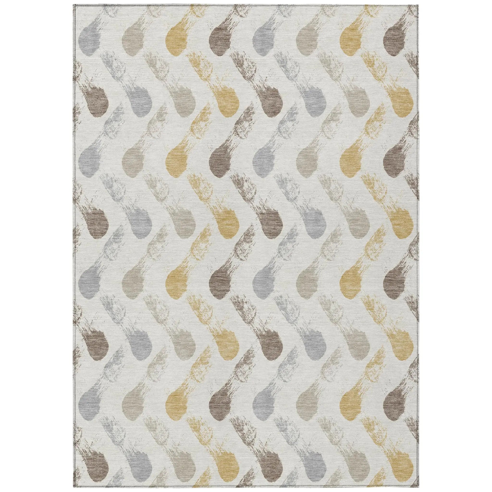 8' X 10' Ivory And Silver Geometric Washable Indoor Outdoor Area Rug Homeroots Outdoor