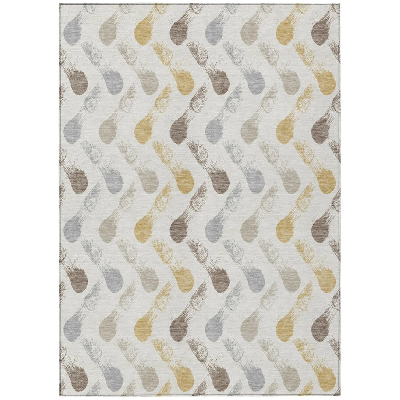 8' X 10' Ivory And Silver Geometric Washable Indoor Outdoor Area Rug Homeroots Outdoor
