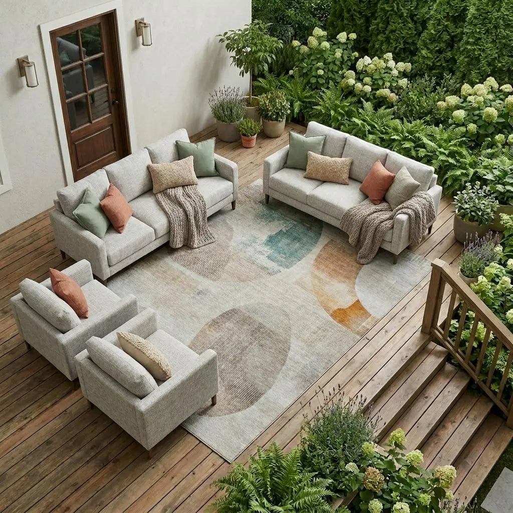 8' X 10' Ivory And Silver Geometric Washable Indoor Outdoor Area Rug Homeroots Outdoor