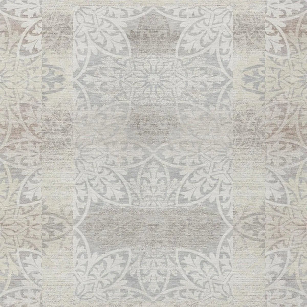 8' X 10' Ivory And Silver Oriental Washable Indoor Outdoor Area Rug Homeroots Outdoor
