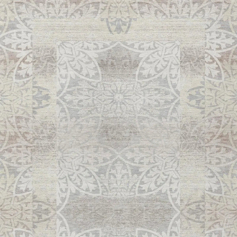 8' X 10' Ivory And Silver Oriental Washable Indoor Outdoor Area Rug Homeroots Outdoor