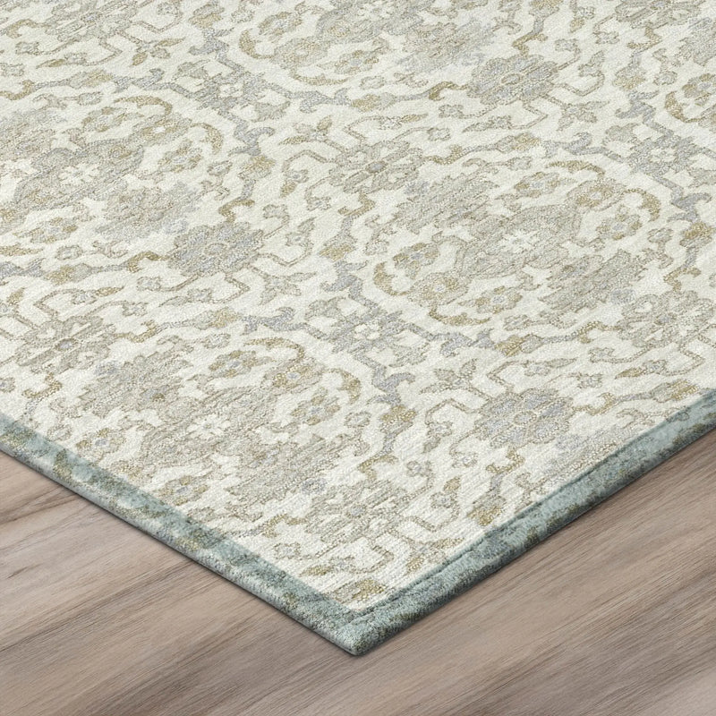 8' X 10' Ivory And Silver Oriental Washable Indoor Outdoor Area Rug Homeroots Outdoor